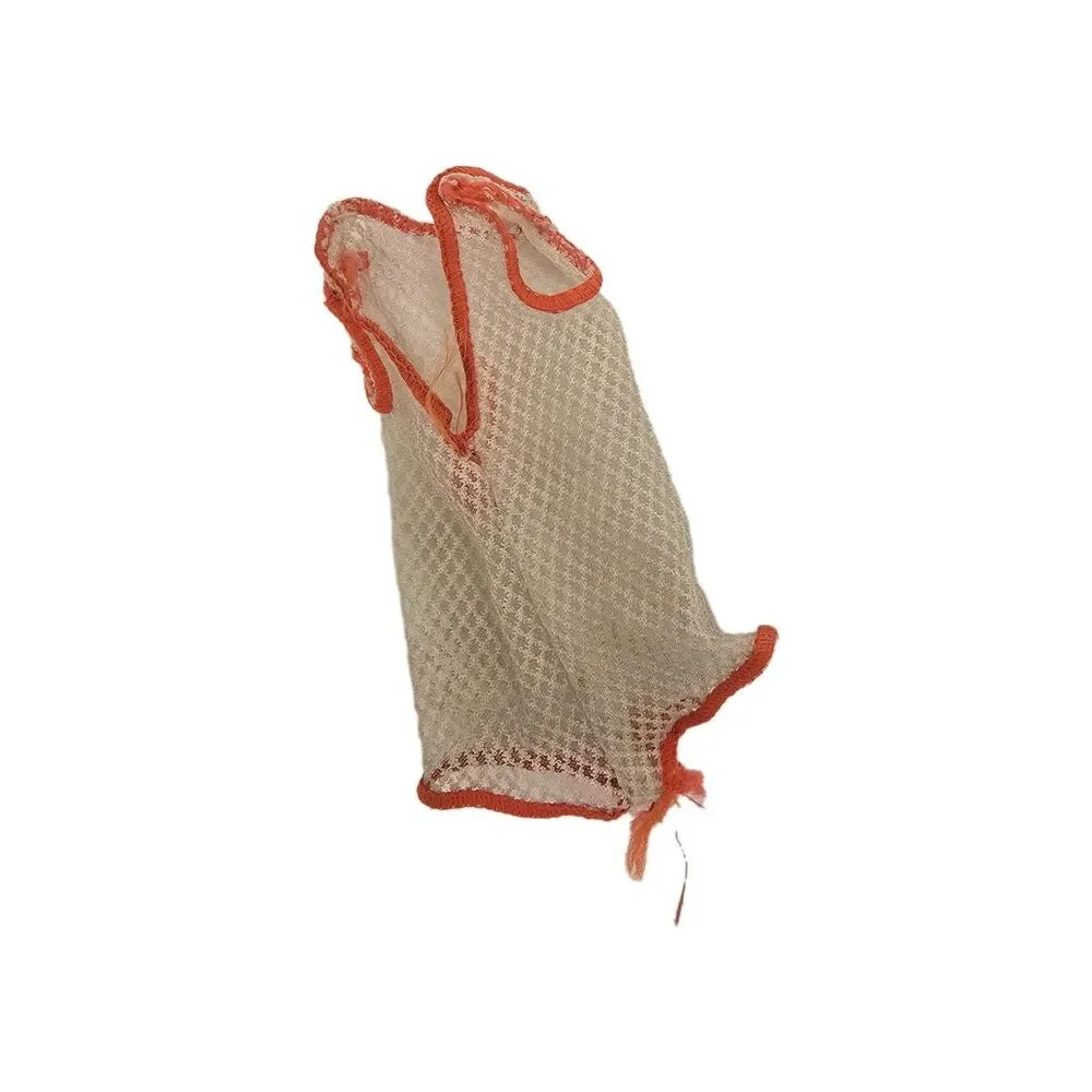 Vintage Mod Barbie TNT White Orange Mesh Swimsuit Cover-up